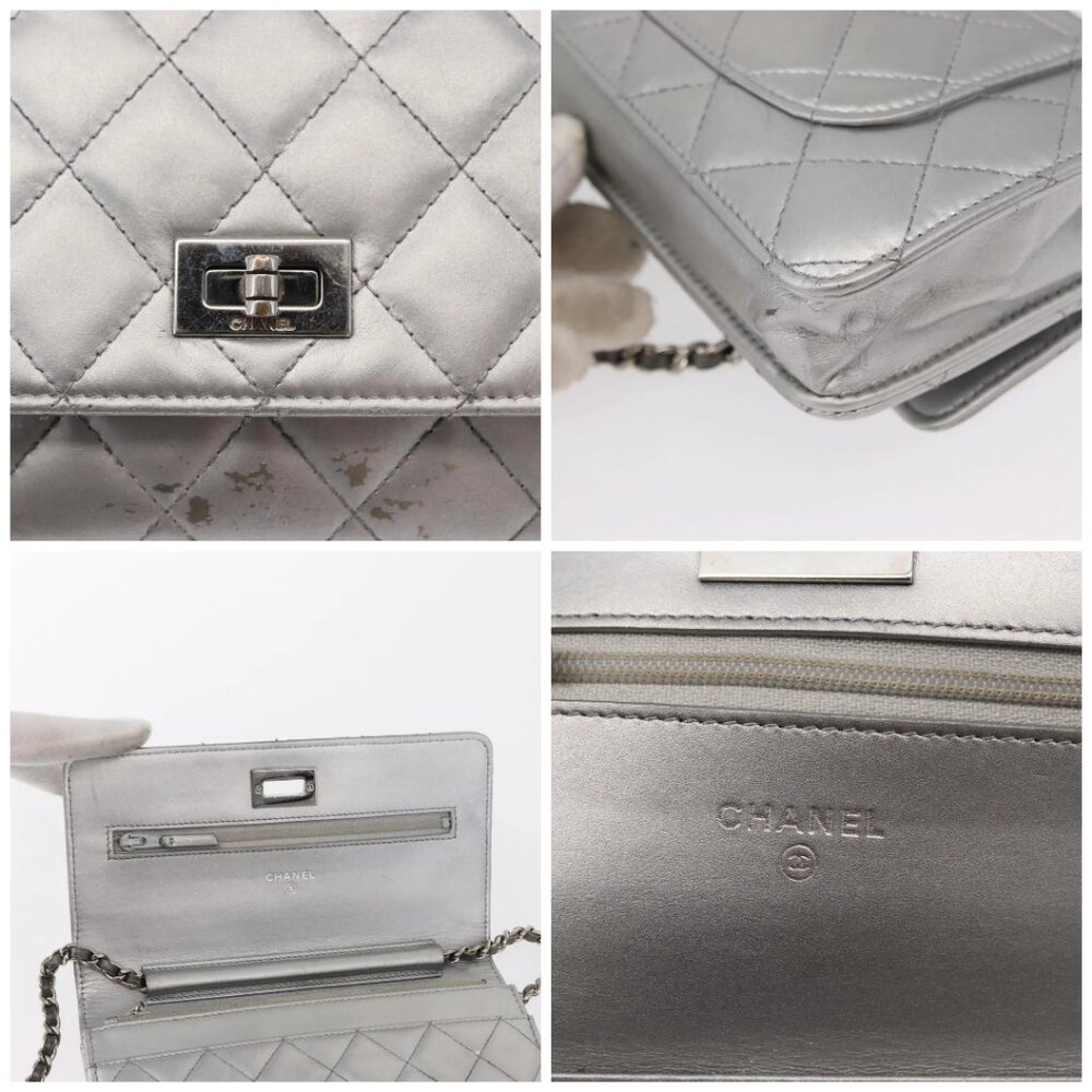CHANEL Matelasse Chain Wallet Leather Silver - Picture 12 of 16